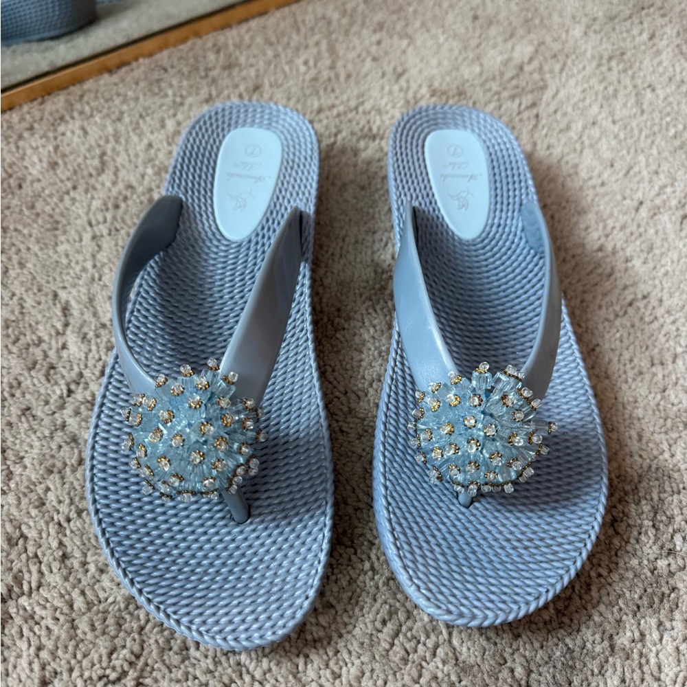 Stylish Blue Sandals with Embellished Detail